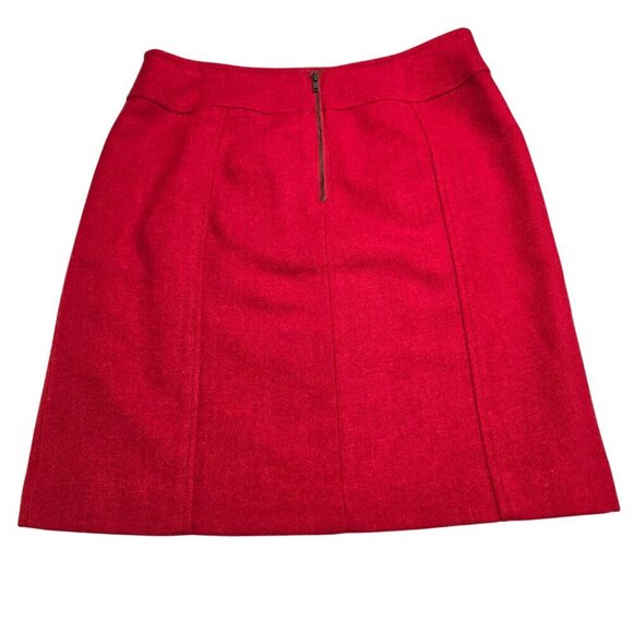 Talbots Petites Skirt Red Size 2P Fully Lined Wool Blend Back Zip Pockets Office - Picture 2 of 13